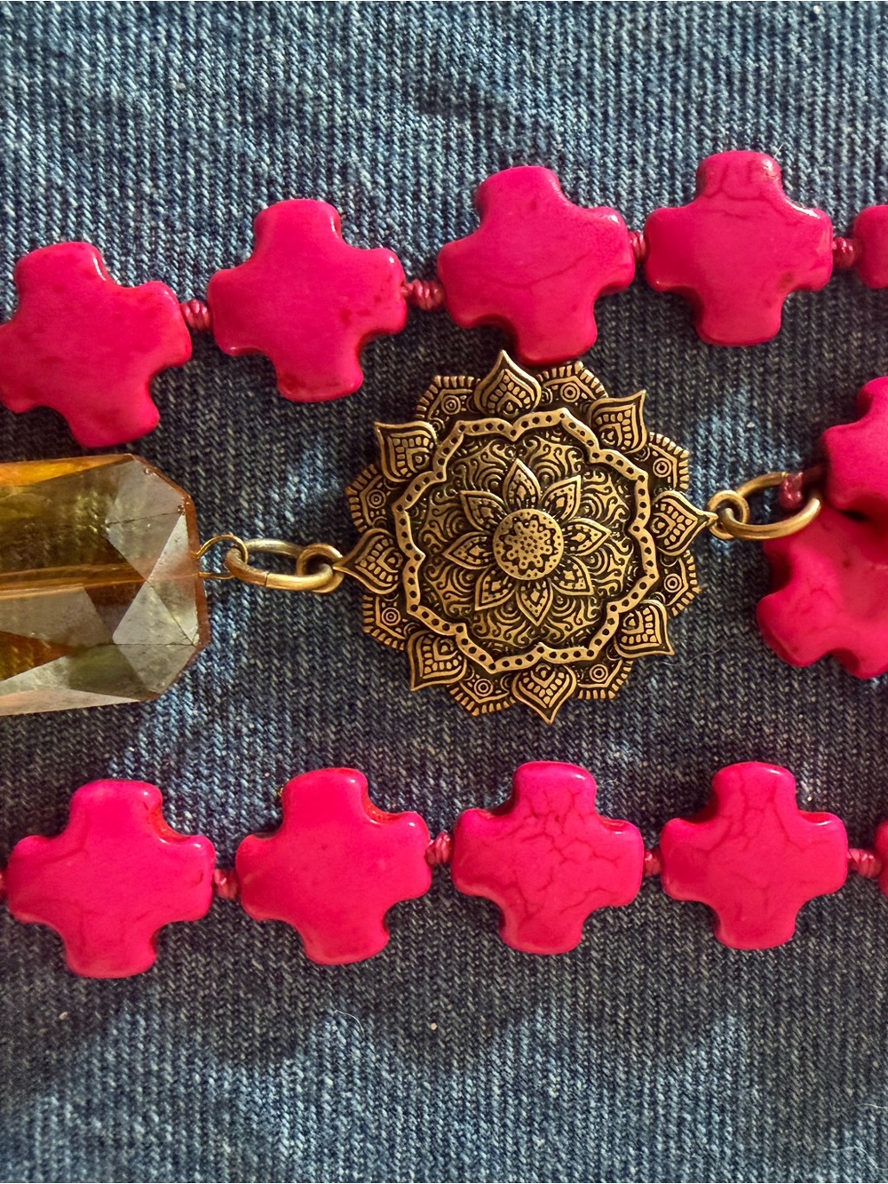 KATIA Designs- Bright Pink Howlite Layering Necklace: Woke Up Sexy As Hell Again - Picture 3 of 9